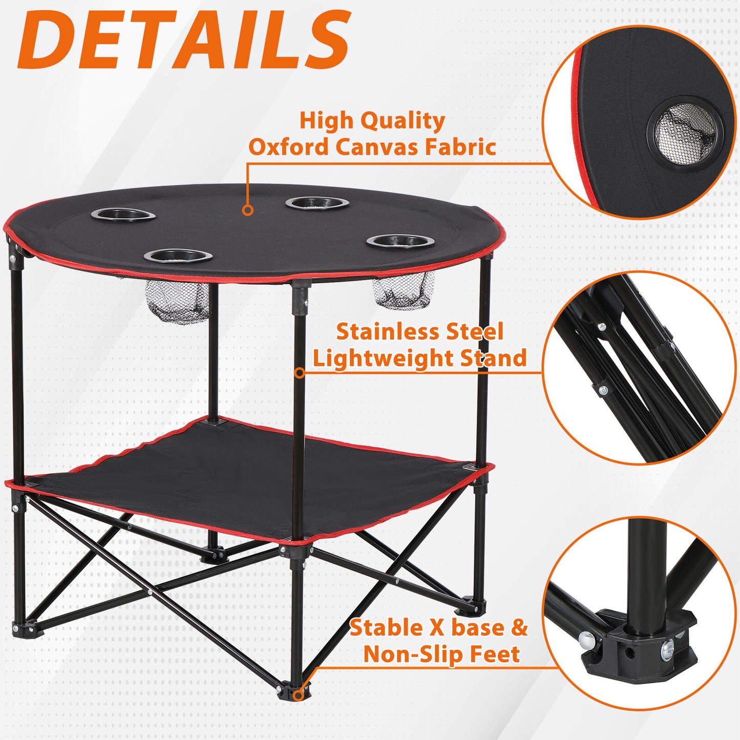 Folding Picnic Table Portable Outdoor Camping Table with 4 Cup Holders and Bags
