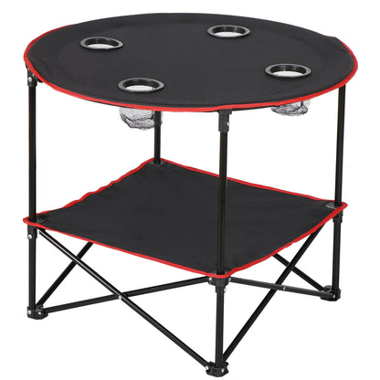 Folding Picnic Table Portable Outdoor Camping Table with 4 Cup Holders and Bags