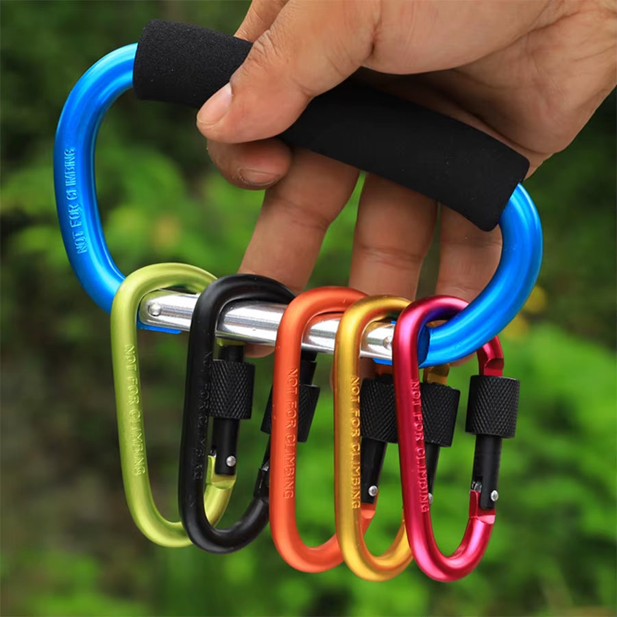 D Shape Carabiner with Screw Lock Outdoor Climbing Camping Buckle Key Ring Locking Clasp Keychain Multifunction Tools