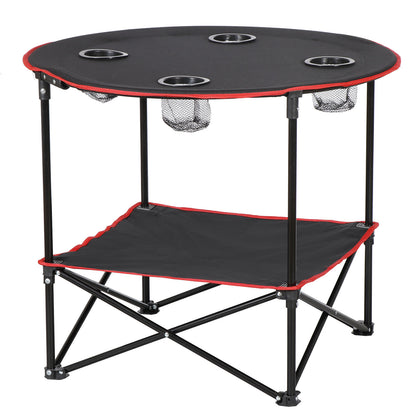Folding Picnic Table Portable Outdoor Camping Table with 4 Cup Holders and Bags
