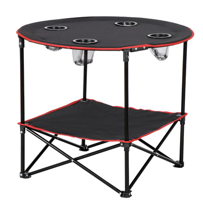 Folding Picnic Table Portable Outdoor Camping Table with 4 Cup Holders and Bags