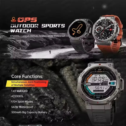 T-Rex 3 GPS Smart Watch Men -  Compass, Barometer Beast, AMOLED Display