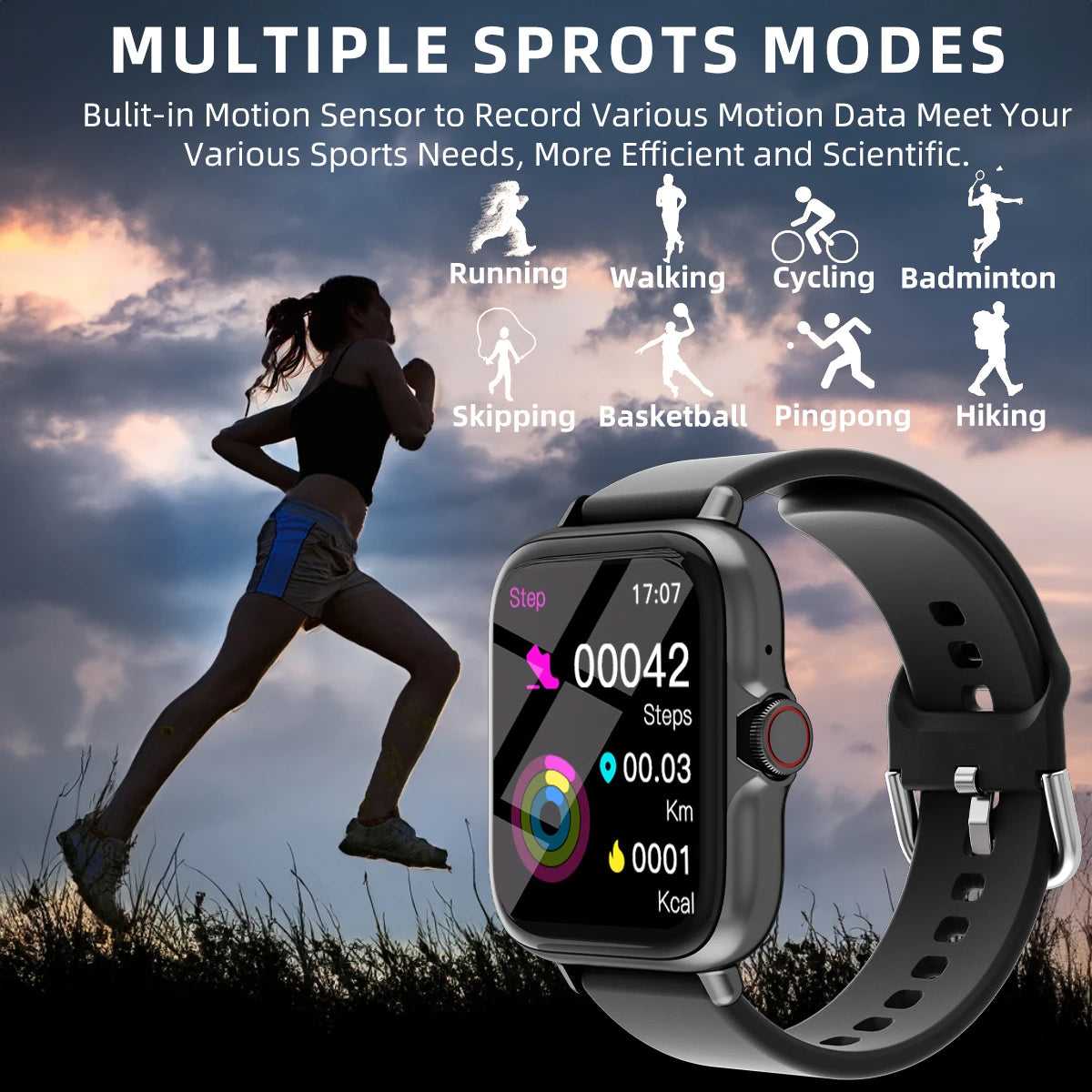 1.83'' Waterproof Smart Watch With Call & Alerts