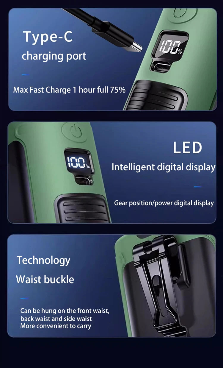 Portable 20000mAh Waist Fan with Power Bank & LED