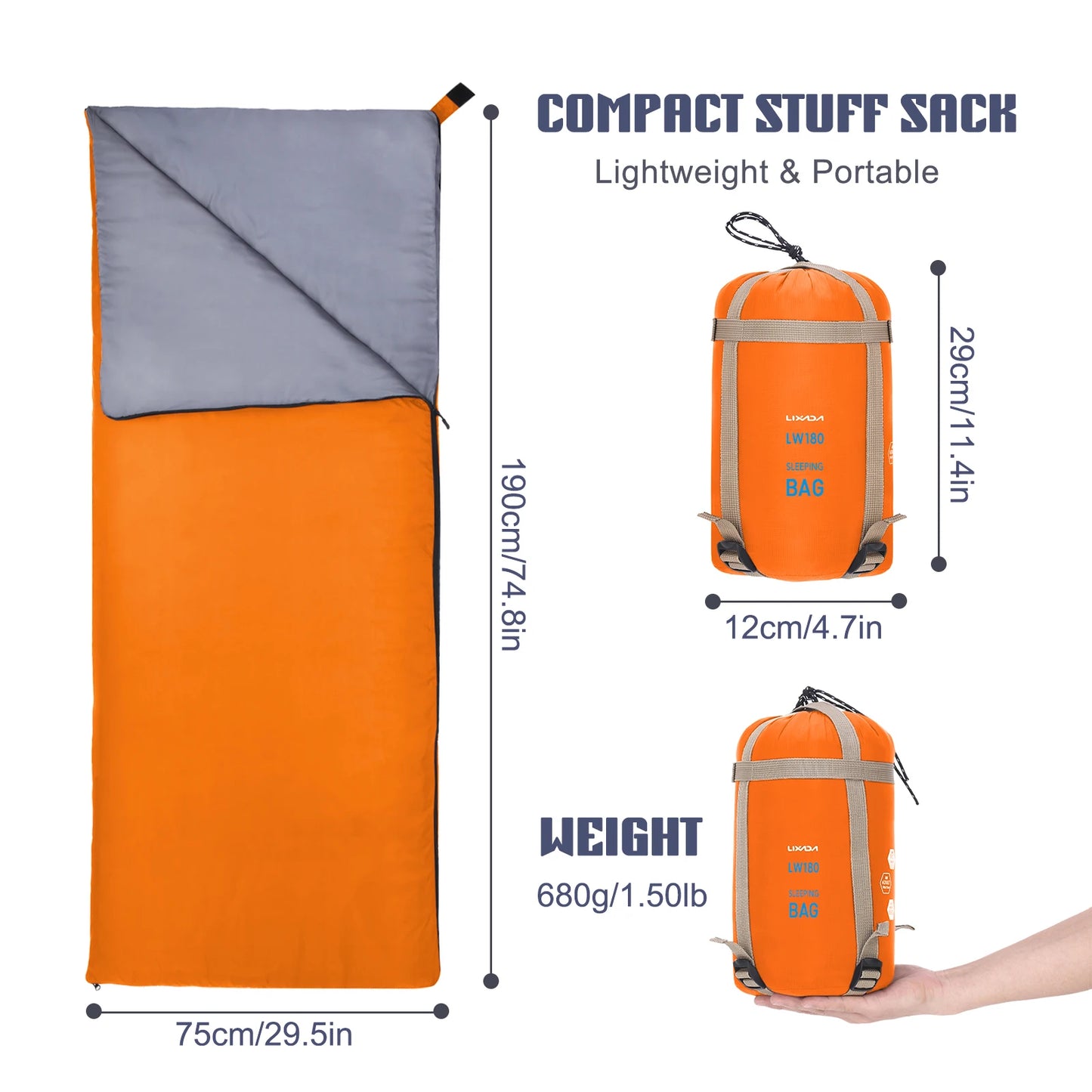 LIXADA 190*75cm Sleeping Bag for Camping & Adventure