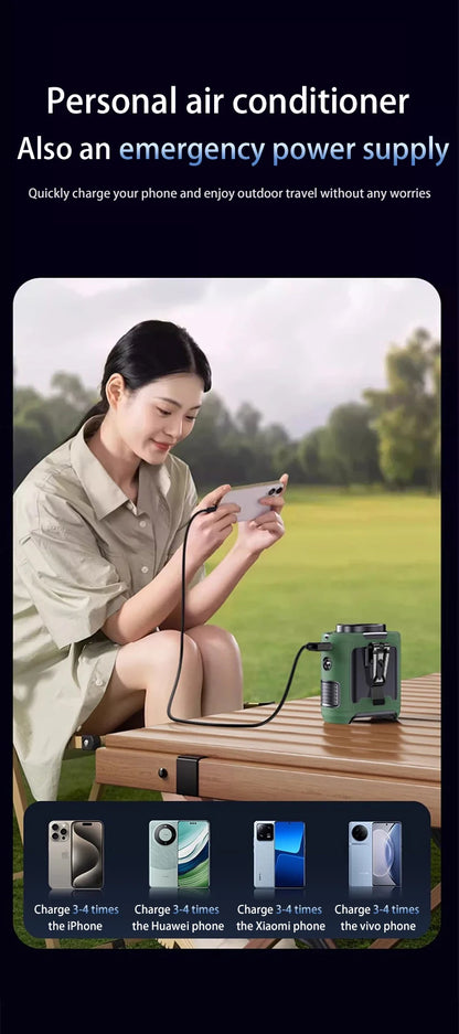 Portable 20000mAh Waist Fan with Power Bank & LED
