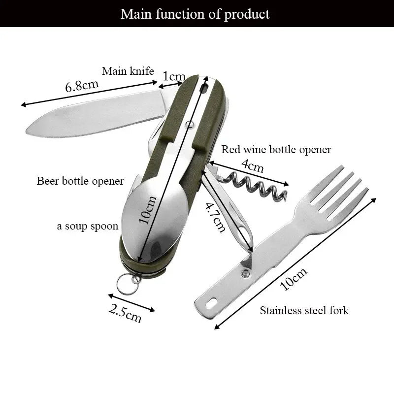 7 In 1 Compact Outdoor Tableware Fork Spoon Knife Set
