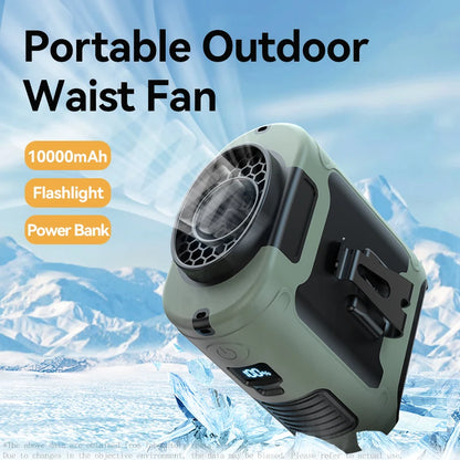 Portable 20000mAh Waist Fan with Power Bank & LED