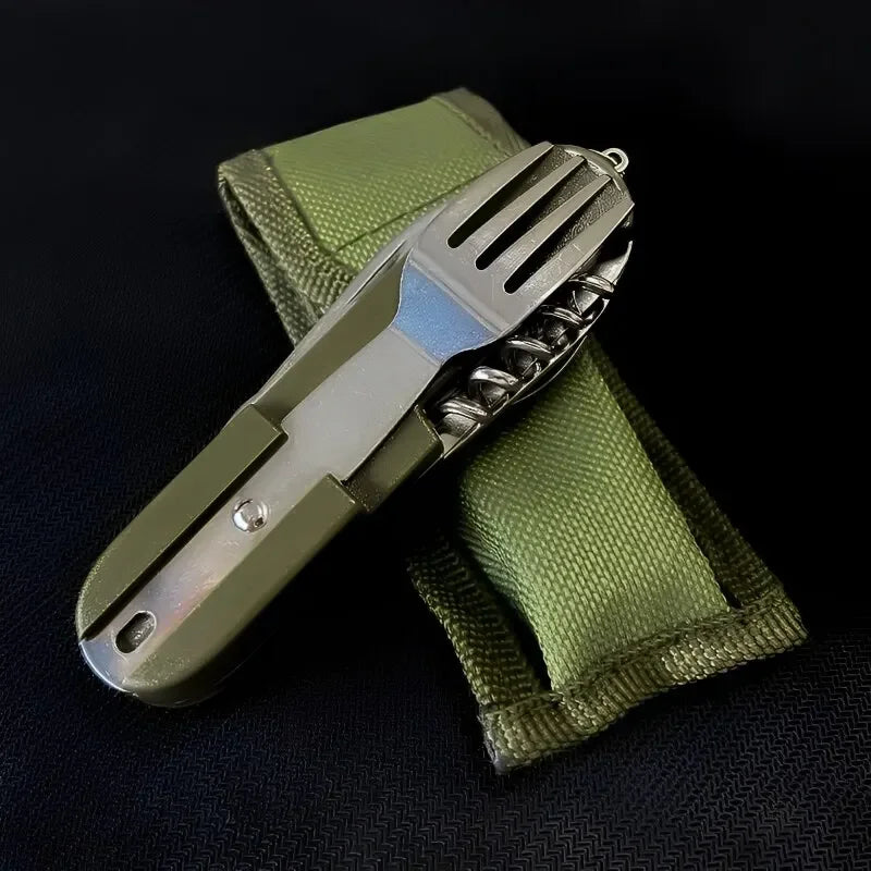 7 In 1 Compact Outdoor Tableware Fork Spoon Knife Set