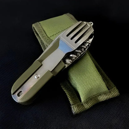 7 In 1 Compact Outdoor Tableware Fork Spoon Knife Set