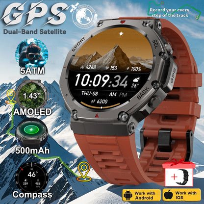 T-Rex 3 GPS Smart Watch Men -  Compass, Barometer Beast, AMOLED Display