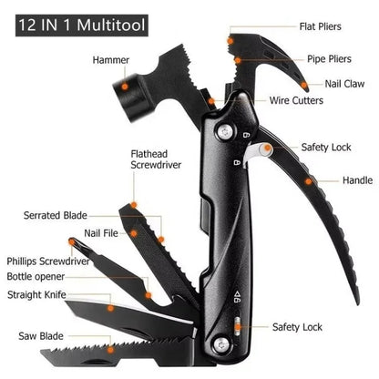 Multi Tools 12 In 1 Claw Hammer Knife Lifesaving Hand Tool