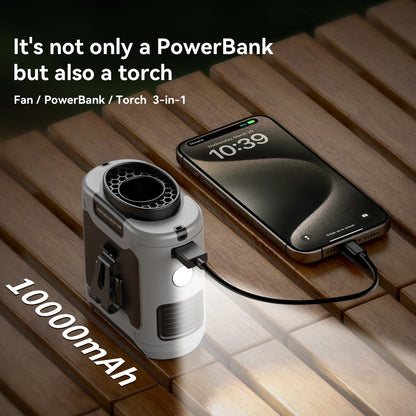 Portable 20000mAh Waist Fan with Power Bank & LED