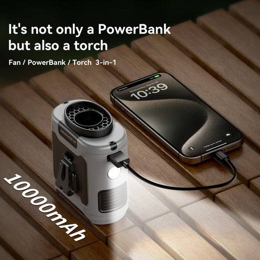 Portable 20000mAh Waist Fan with Power Bank & LED