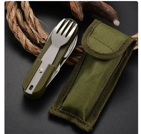 7 In 1 Compact Outdoor Tableware Fork Spoon Knife Set