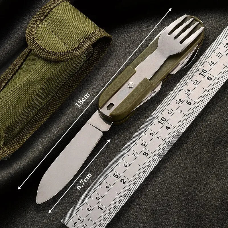 7 In 1 Compact Outdoor Tableware Fork Spoon Knife Set