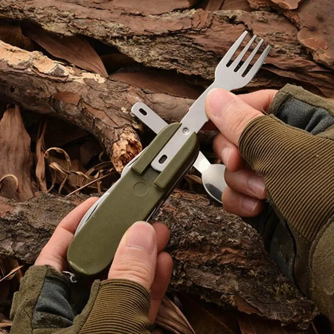 7 In 1 Compact Outdoor Tableware Fork Spoon Knife Set