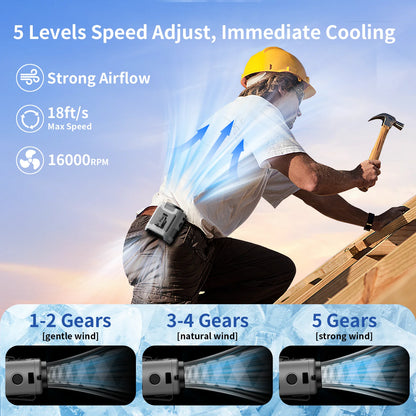 Portable 20000mAh Waist Fan with Power Bank & LED