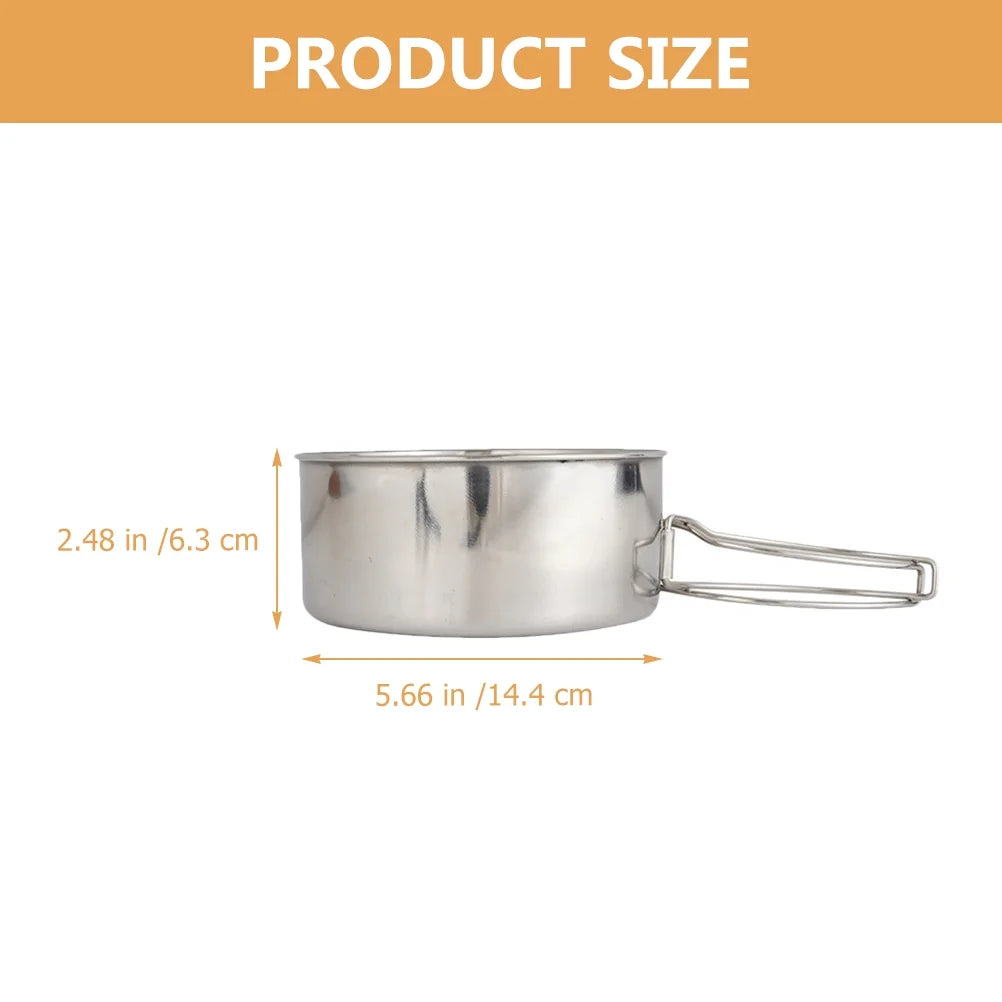 1 Set Camping Pot Pan Set Stainless Steel Camping Cookware Camping Cooking Utensils