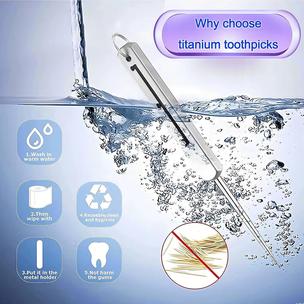 Portable Titanium Toothpicks Pocket Toothpick Metal Toothpick Holder Outdoor Picnic Camping Convenient High Quality Toothpick